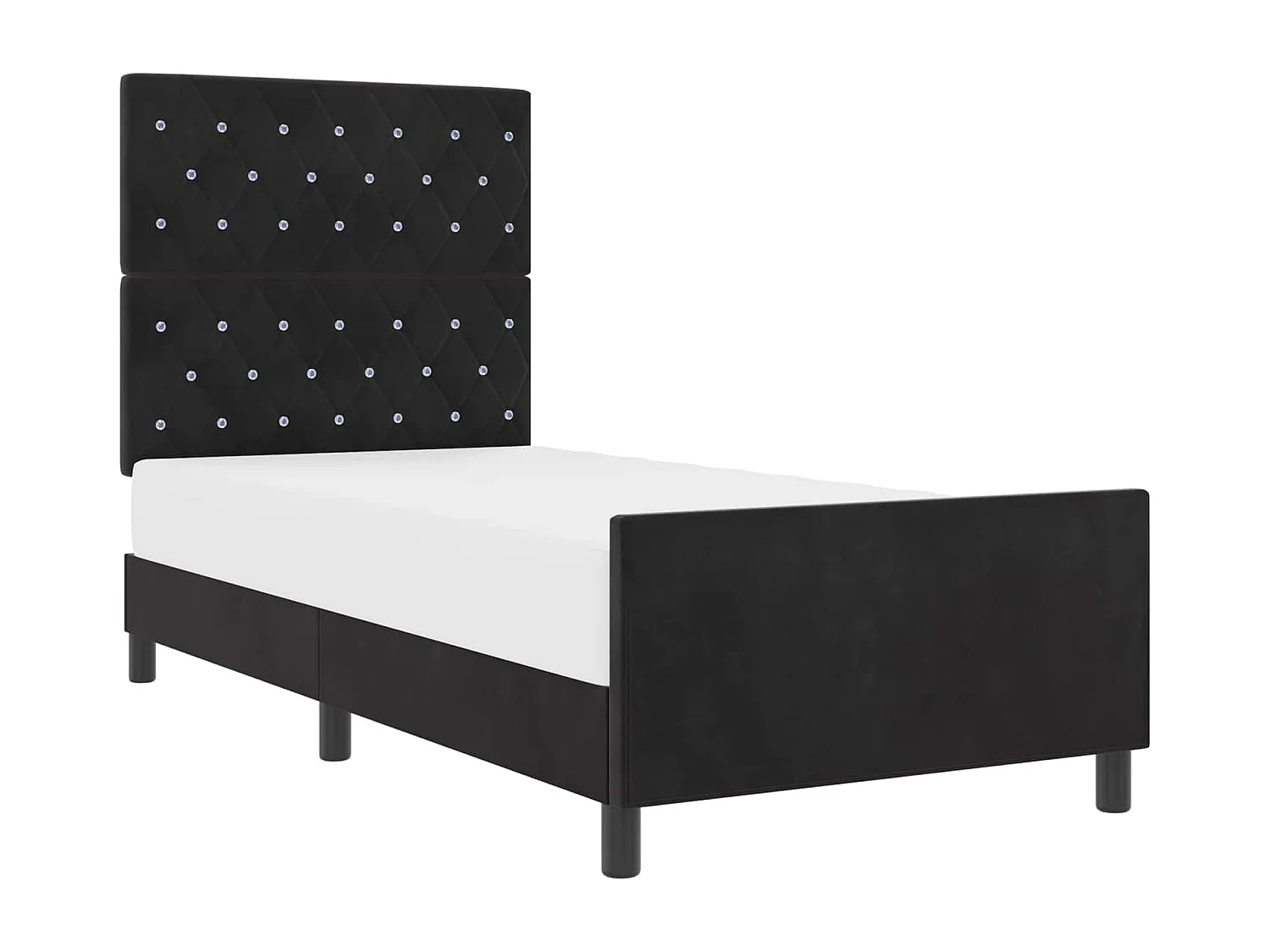Cama tipo Box Spring con cabecera Negro 100 x 200 cm Terciopelo