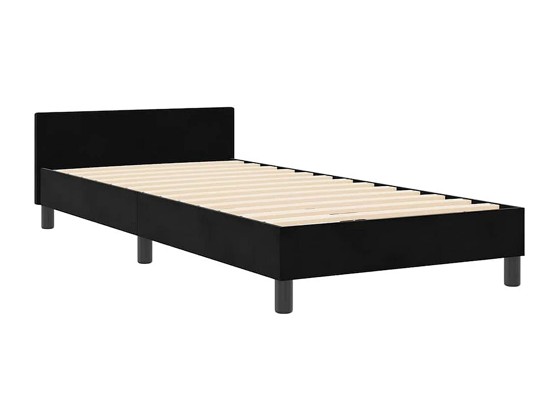 Cama tipo Box Spring con cabecera Negro 100 x 200 cm Terciopelo