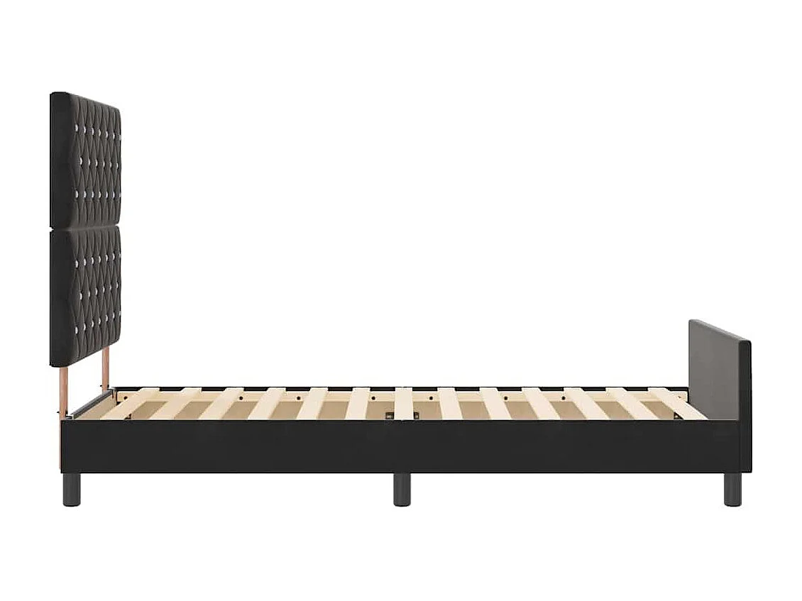 Cama tipo Box Spring con cabecera Negro 100 x 200 cm Terciopelo