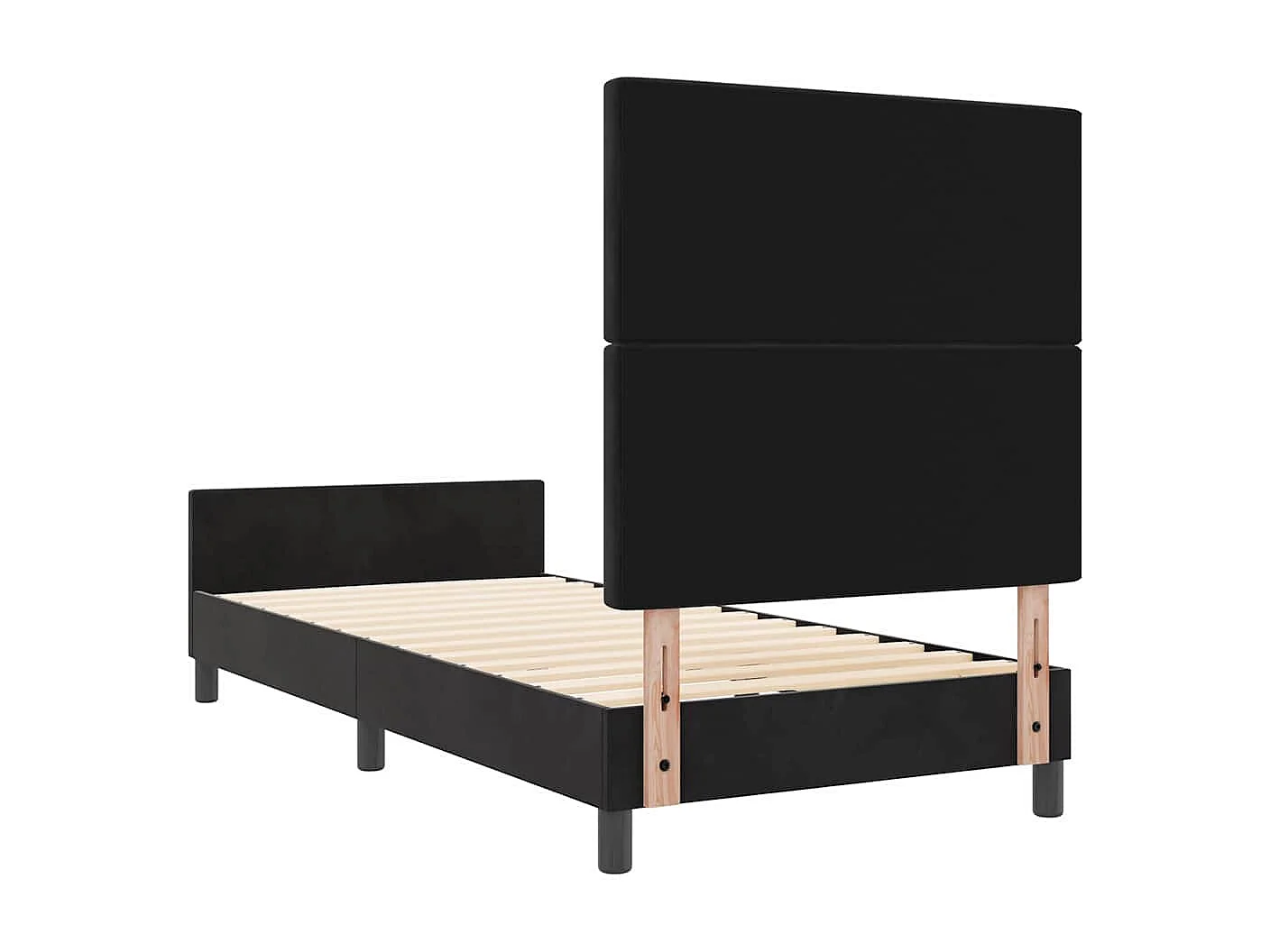 Cama tipo Box Spring con cabecera Negro 100 x 200 cm Terciopelo