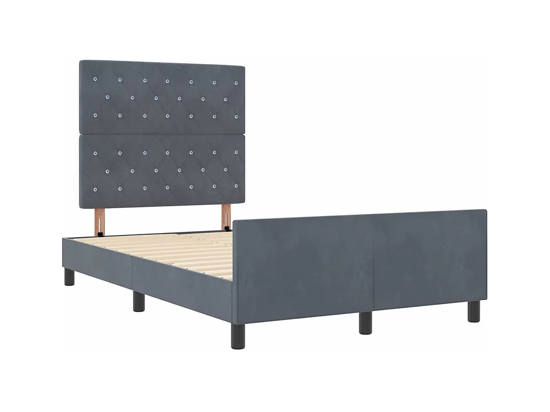 Cadre de lit avec tête de lit Gris foncé 120 x 200 cm Velours