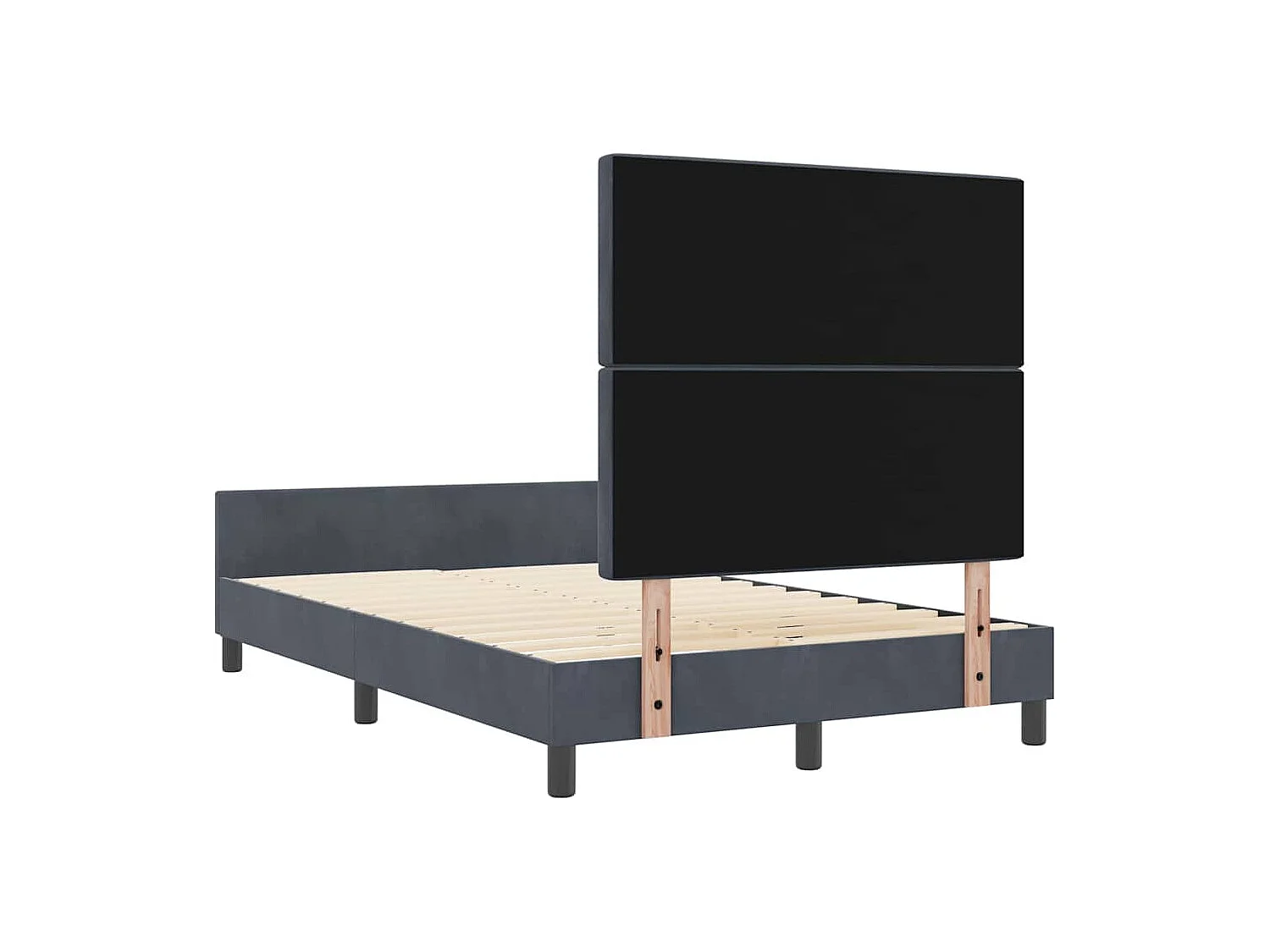 Letto a molle con testiera Grigio scuro 120 x 200 cm Velluto