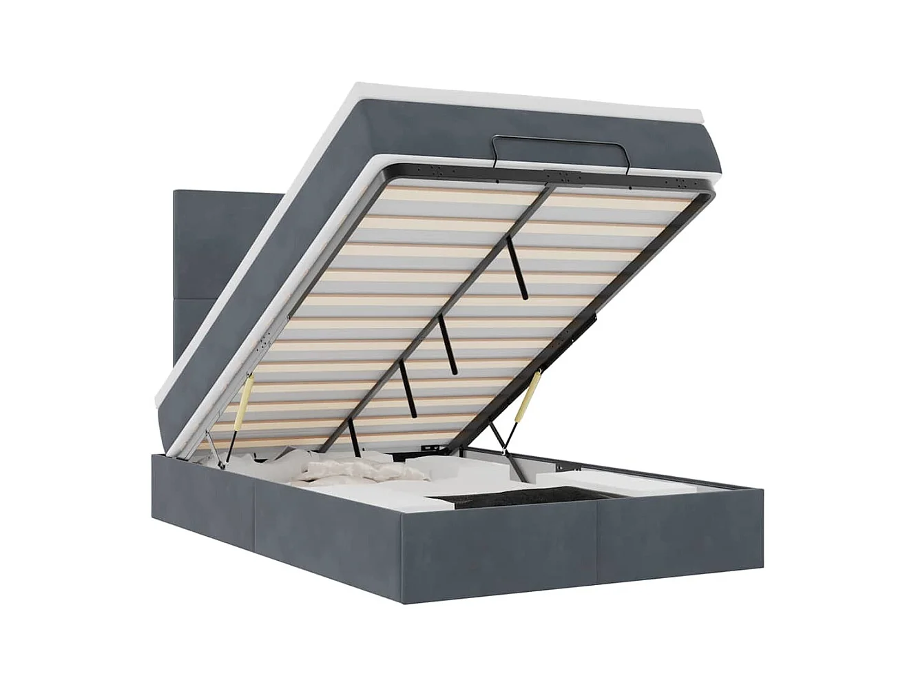 Cadre de lit ottoman avec matelas gris foncé 120x190 cm velours