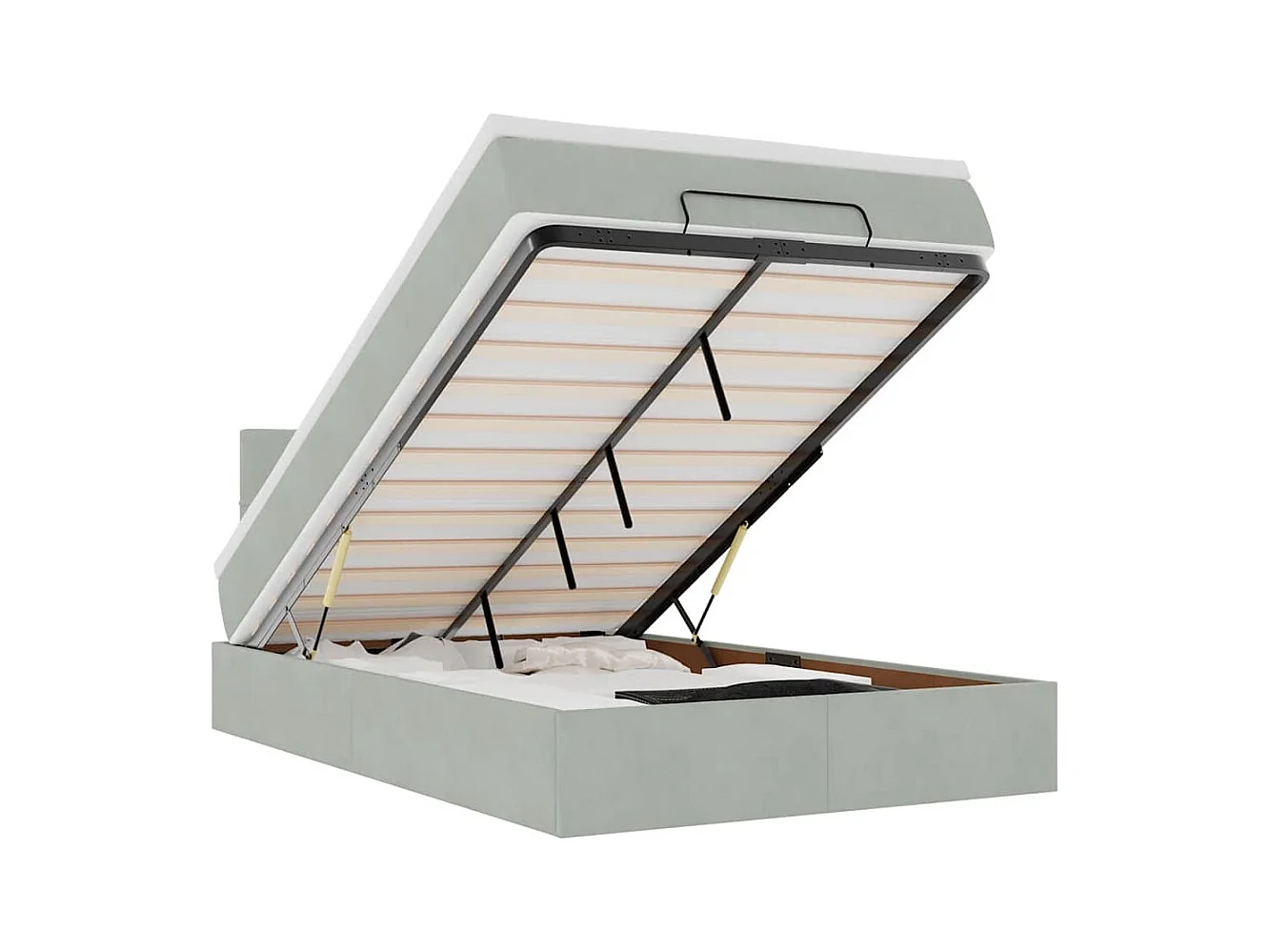 Ottoman-Bett mit Matratze Hellgrau 120x200 cm Samt