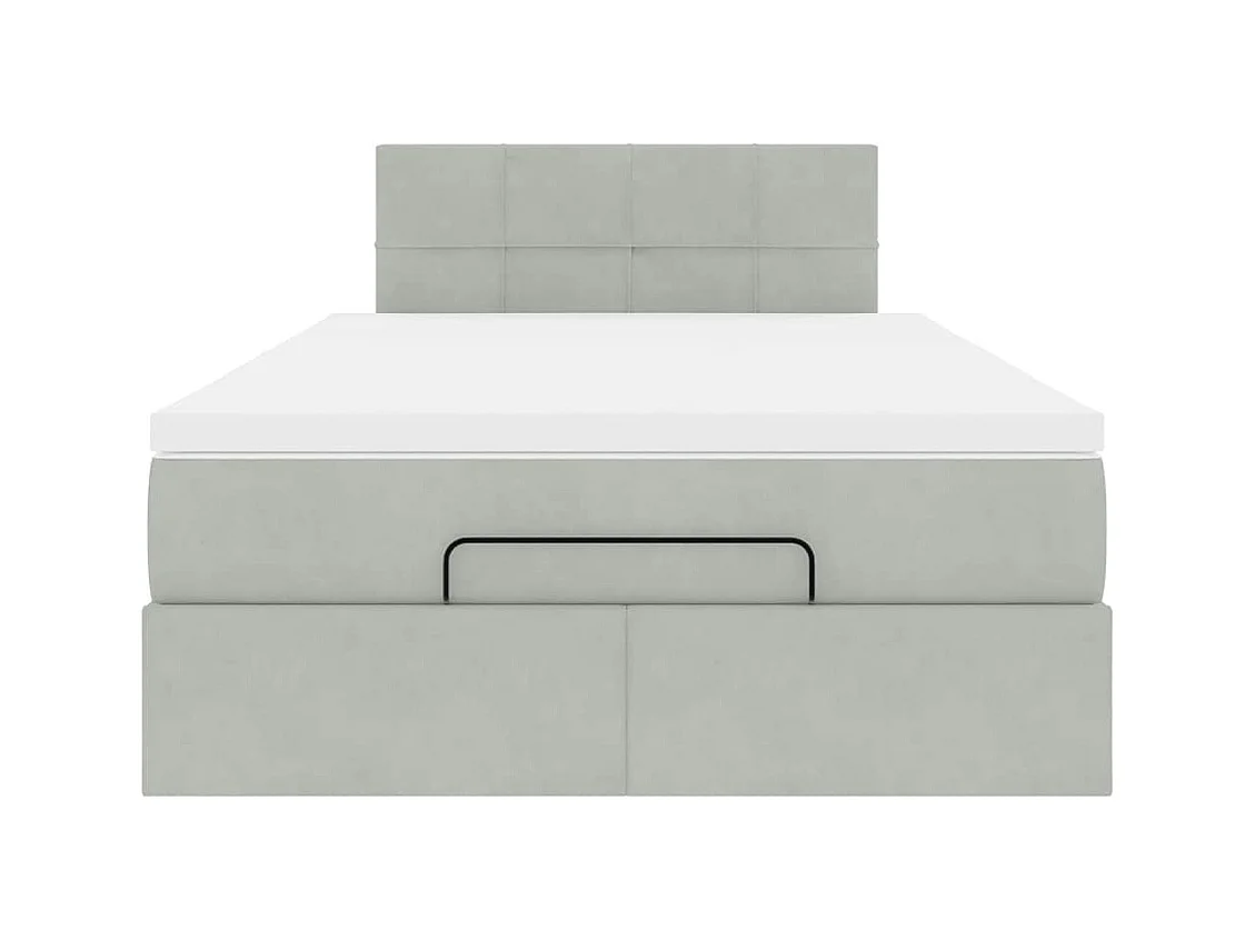 Ottoman-Bett mit Matratze Hellgrau 120x200 cm Samt