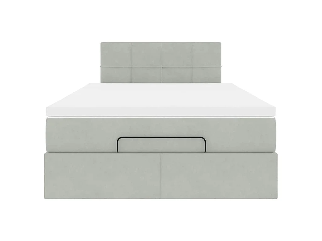 Estructura cama otomana colchón terciopelo gris claro 120x200cm