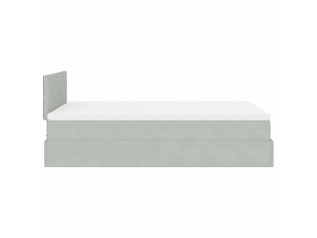 Estructura cama otomana colchón terciopelo gris claro 120x200cm