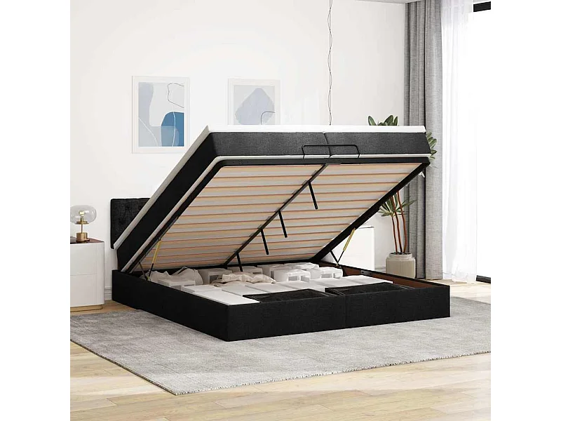 Ottoman-Bett mit Matratze Dunkelbraun 120x190 cm Stoff