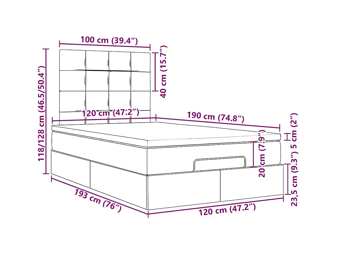 Ottoman-Bett mit Matratze Dunkelbraun 120x190 cm Stoff