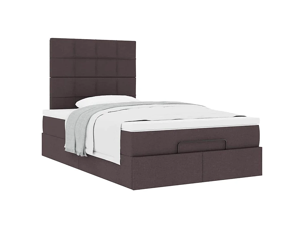 Estrutura de cama otomana com colchão 120x190cm castanho escuro