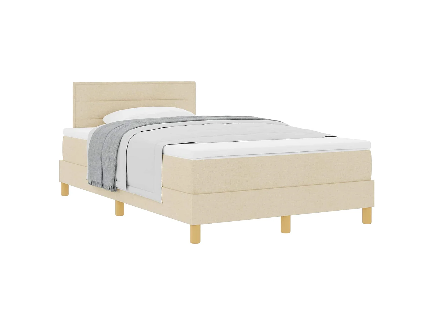 Boxspringbett mit Kissen mit Kopfteil Creme 120 x 200 cm Stoff