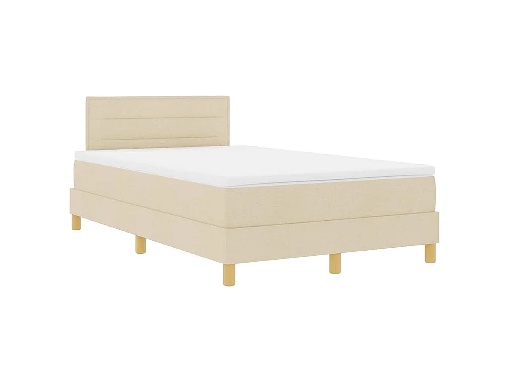 Boxspringbett mit Kissen mit Kopfteil Creme 120 x 200 cm Stoff
