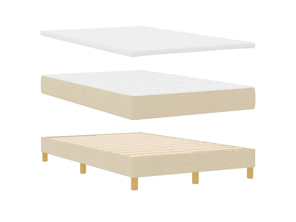 Boxspringbett mit Kissen mit Kopfteil Creme 120 x 200 cm Stoff