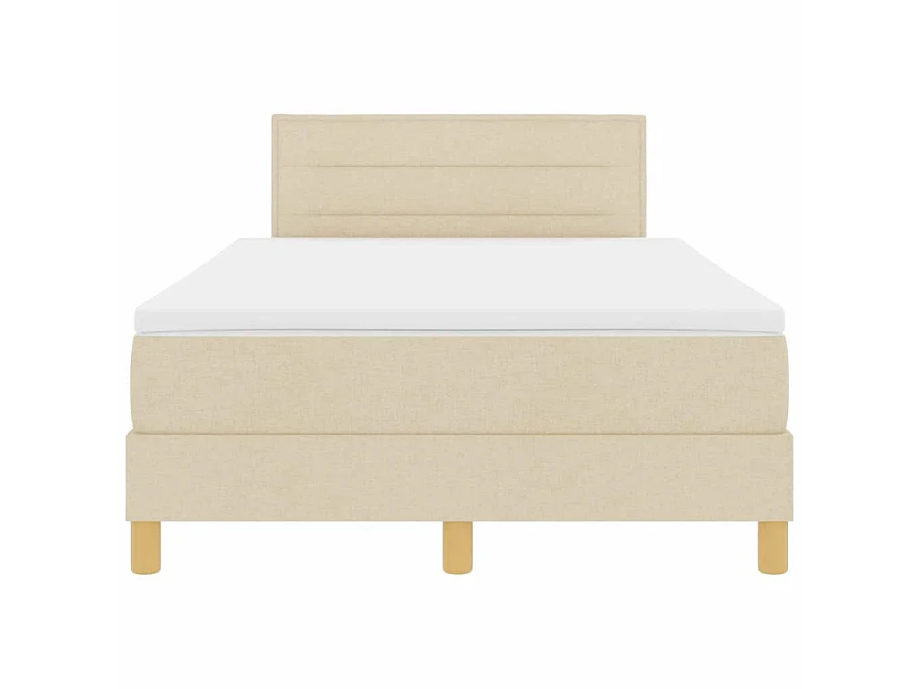 Boxspringbett mit Kissen mit Kopfteil Creme 120 x 200 cm Stoff