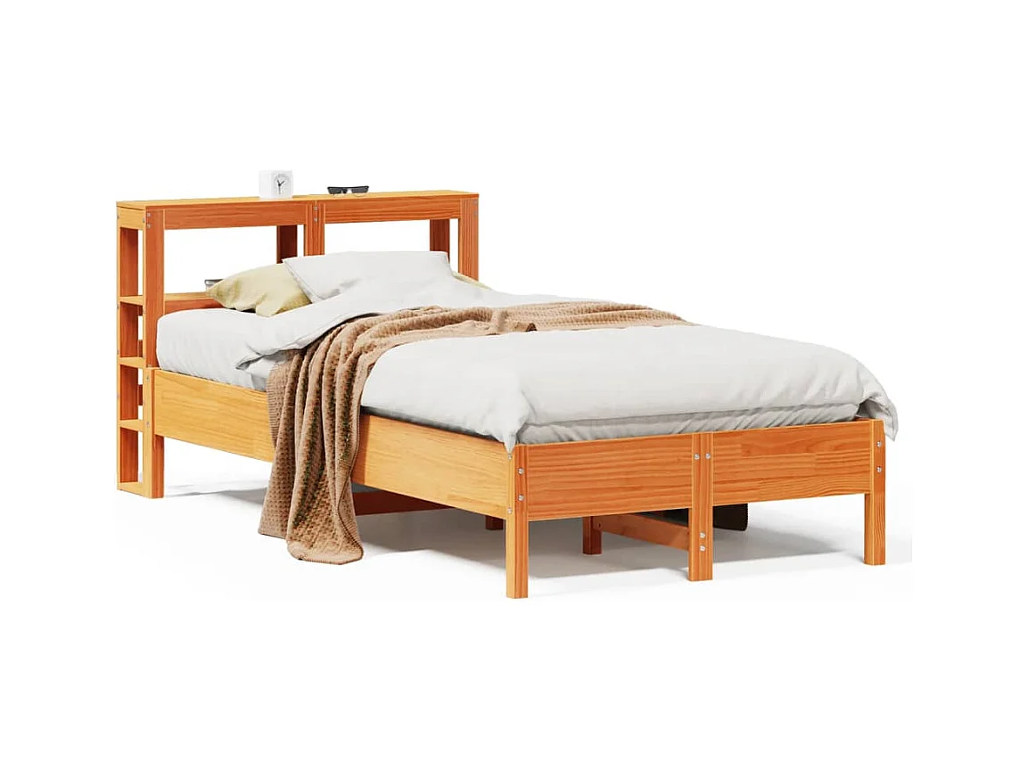Cadre de lit sans matelas cire marron 120x200cm bois pin massif