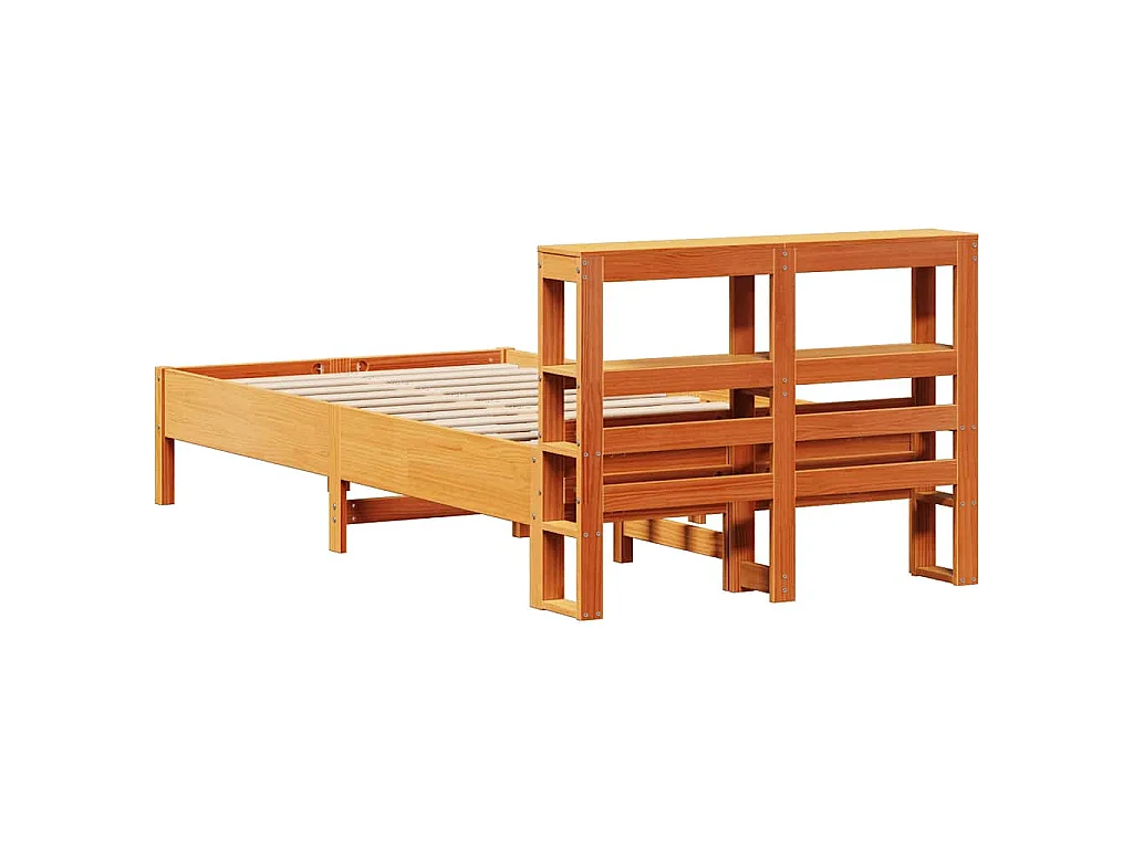 Cadre de lit sans matelas cire marron 120x200cm bois pin massif