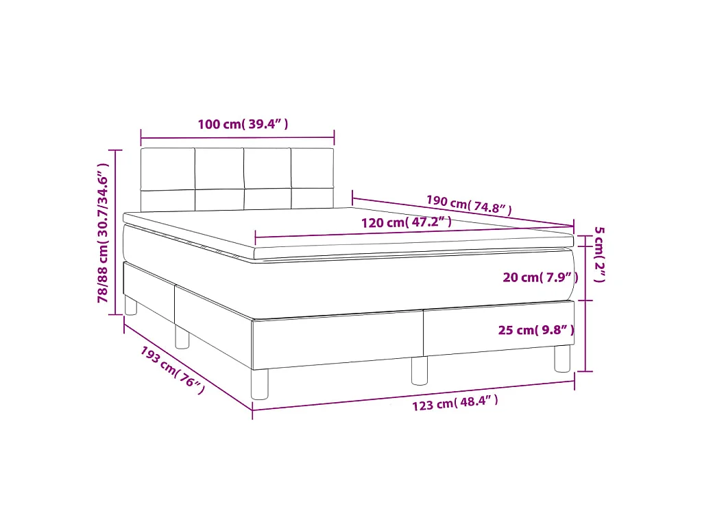 Boxspringbett mit Matratze Taupe 120x190 cm Stoff