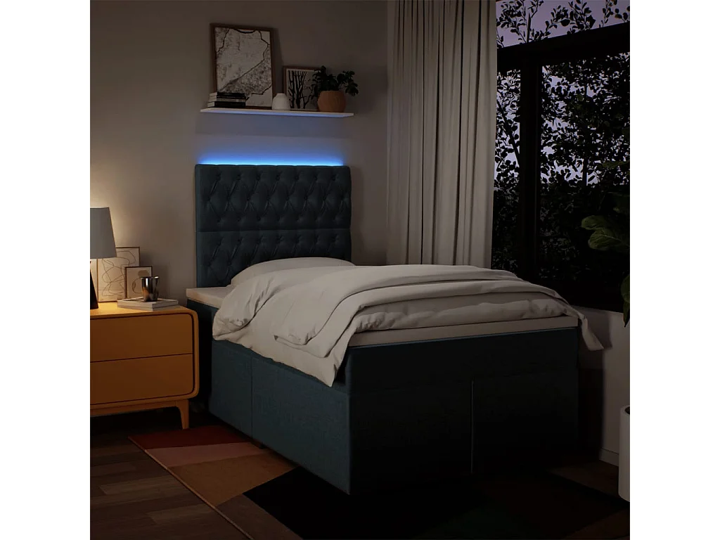 Giroletto a Molle con Materasso Blu 120x190 cm in Tessuto