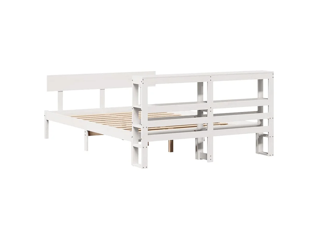 Bedframe zonder matras massief grenenhout wit 120x190 cm