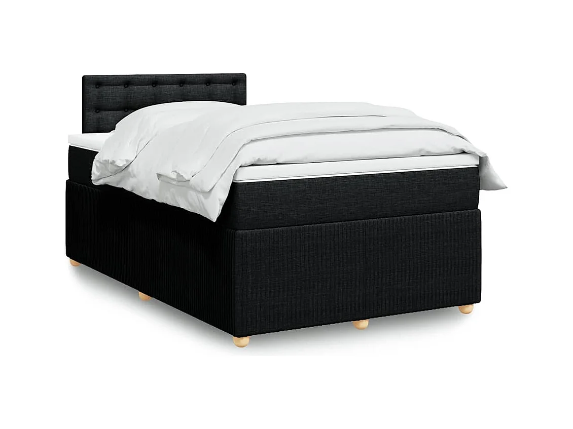 Sommier à lattes de lit avec matelas Noir 120x200 cm Tissu