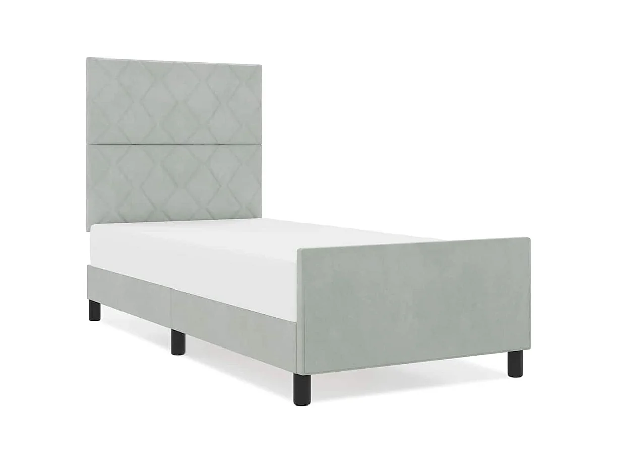 Estrutura da Cama Cinzento-claro 100 x 200 cm Veludo