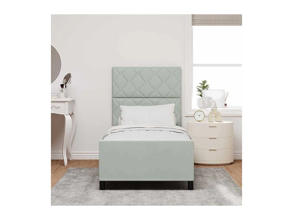 Estrutura da Cama Cinzento-claro 100 x 200 cm Veludo