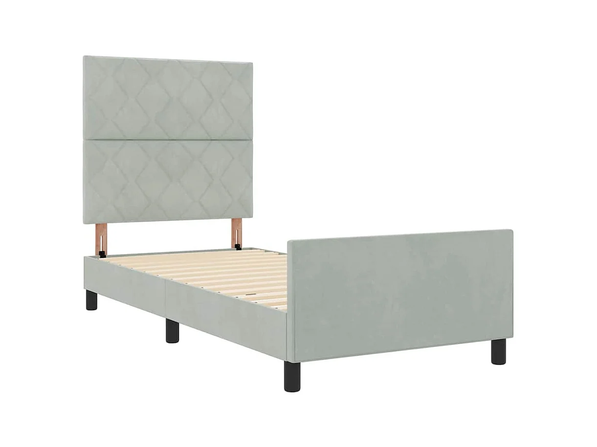 Estrutura da Cama Cinzento-claro 100 x 200 cm Veludo