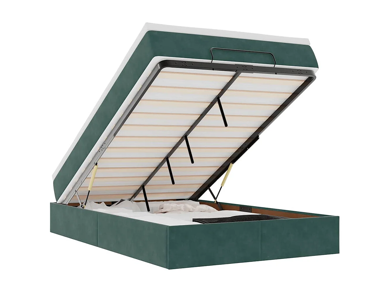 Pouf Letto con Materasso Verde Scuro 120x190 cm Velluto