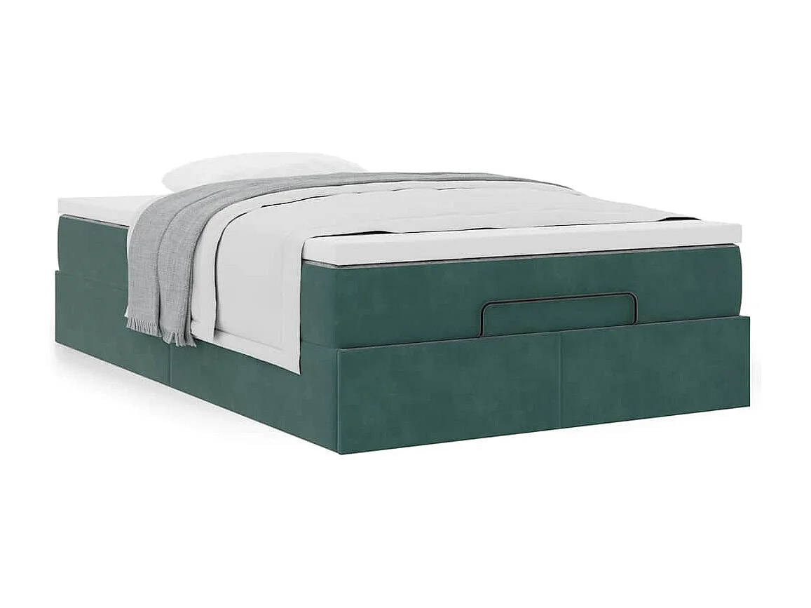 Pouf Letto con Materasso Verde Scuro 120x190 cm Velluto
