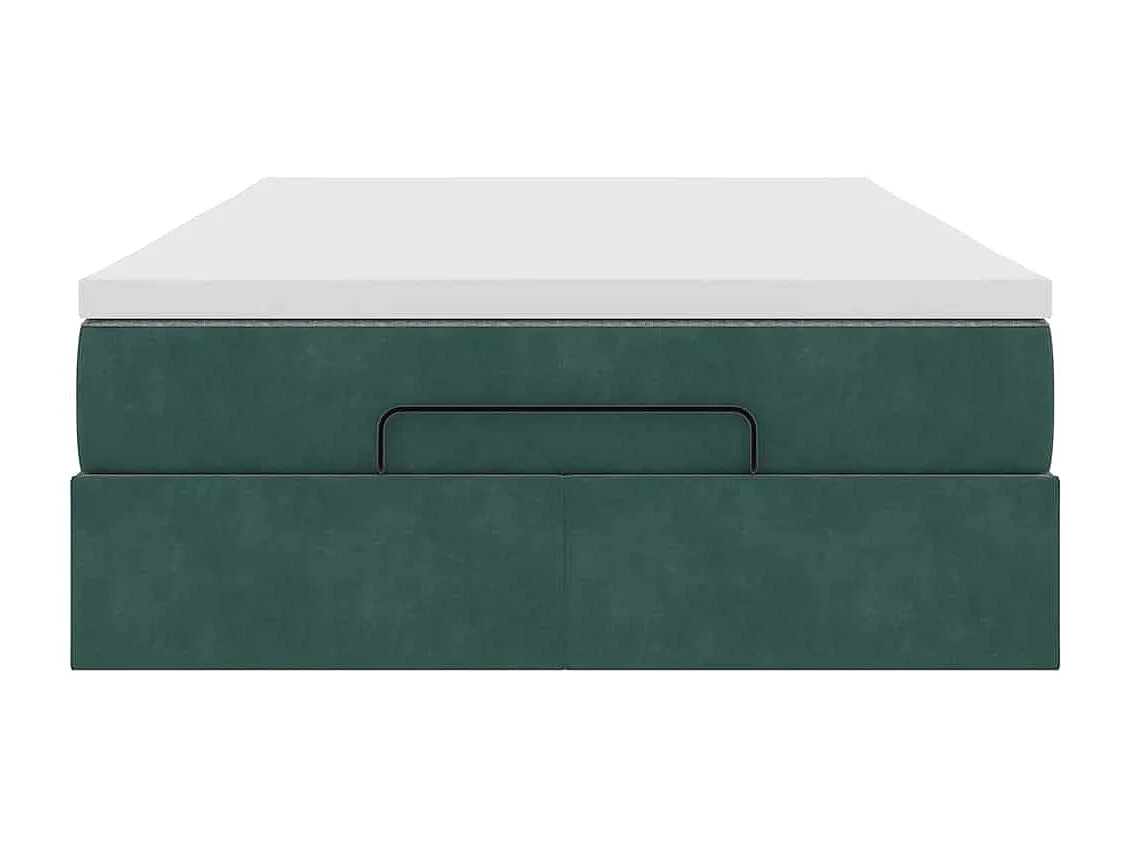 Pouf Letto con Materasso Verde Scuro 120x190 cm Velluto