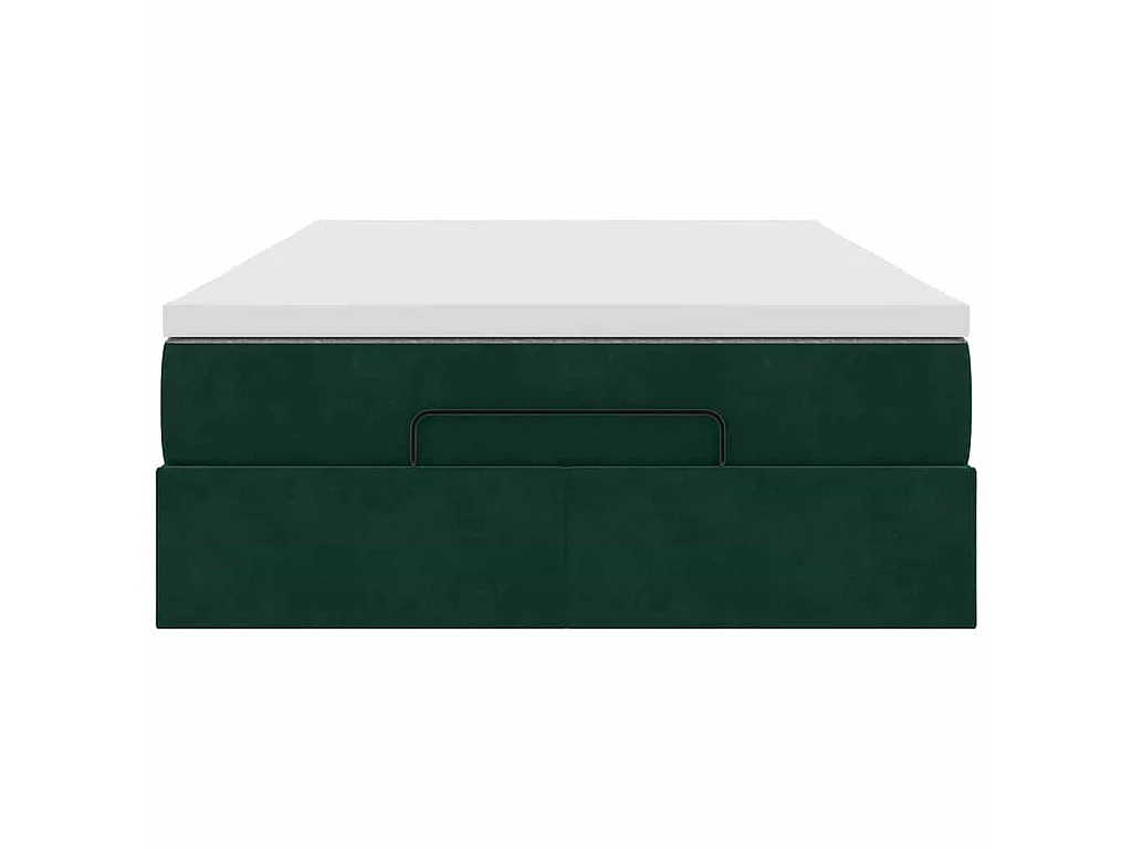 Cama otomana con colchón 120x190 cm terciopelo verde oscuro