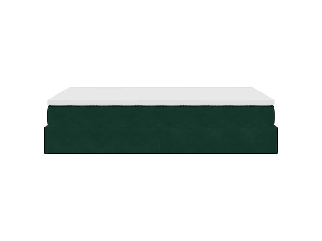 Cama otomana con colchón 120x190 cm terciopelo verde oscuro