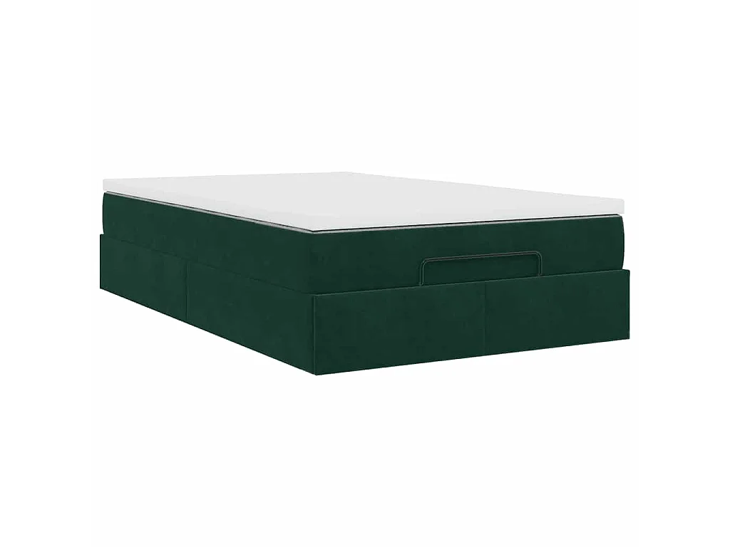 Cama otomana con colchón 120x190 cm terciopelo verde oscuro