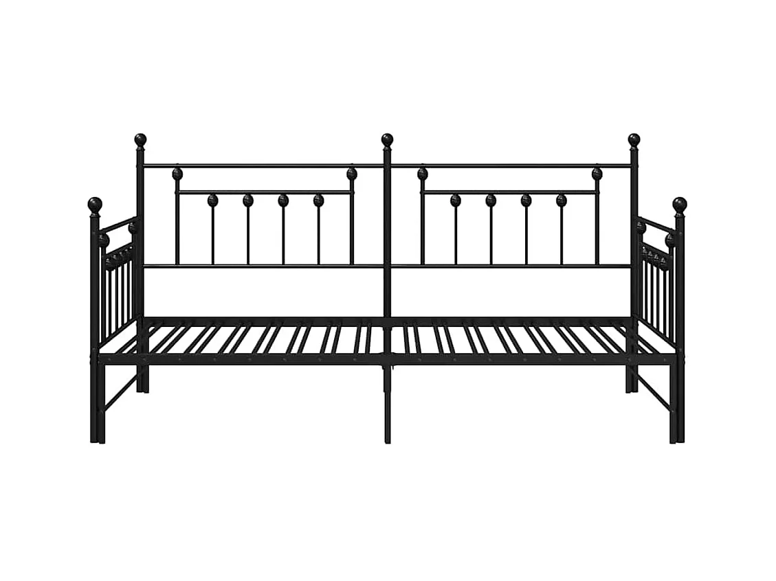 Cadre de lit de jour avec tête de lit Noir 100 x 200 cm Acier
