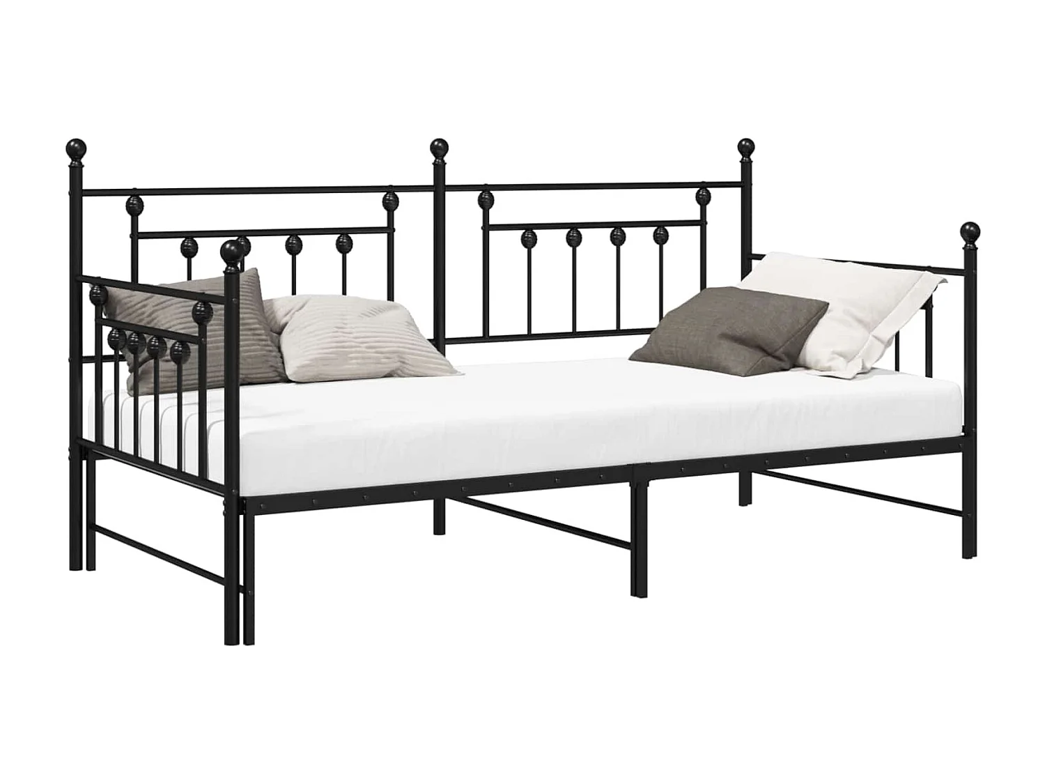 Cadre de lit de jour avec tête de lit Noir 100 x 200 cm Acier