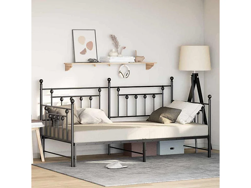 Bedframe voor een daybed Zwart 100 x 200 cm Staal