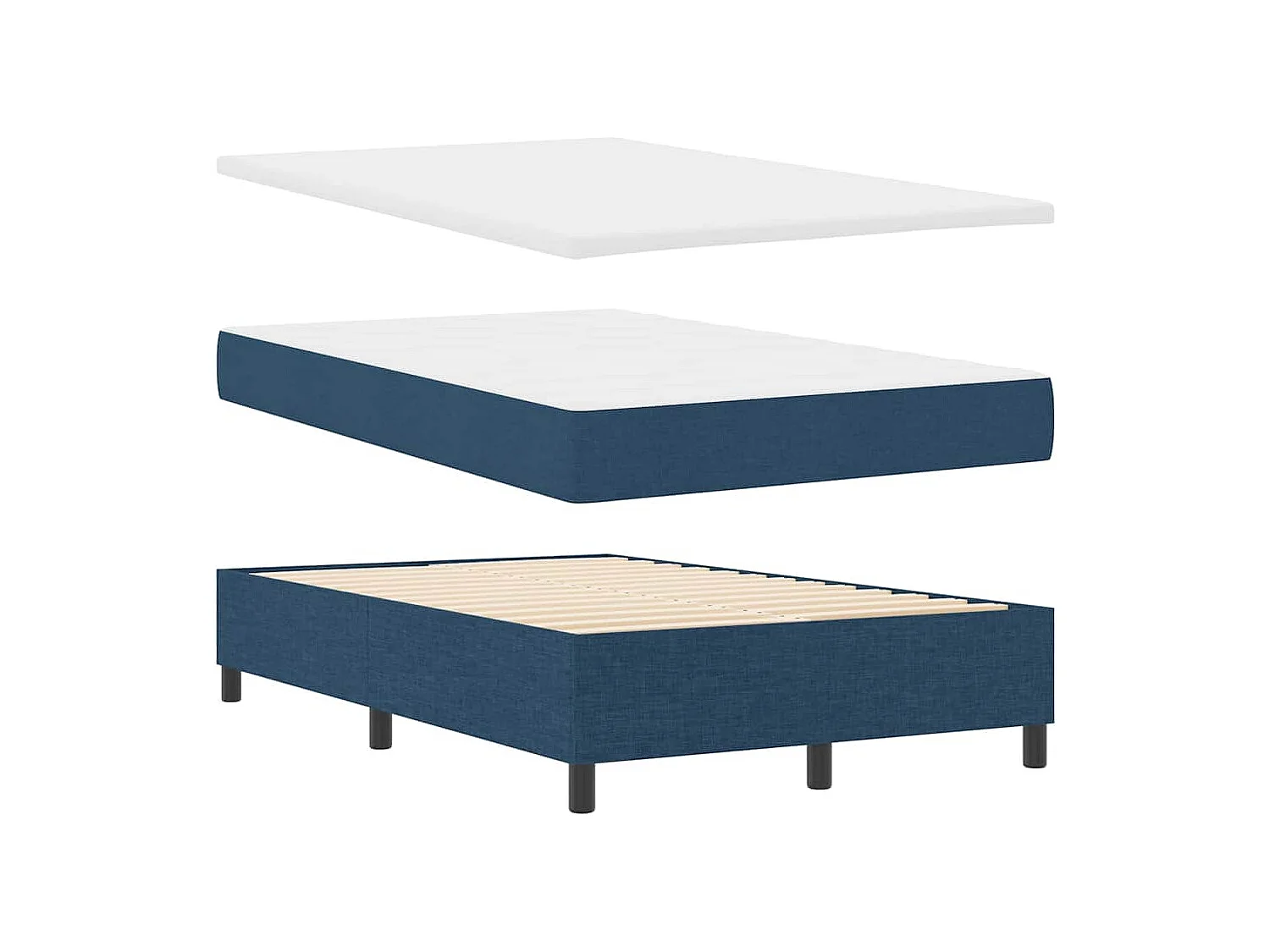 Letto a molle con materasso Blu 120 x 190 cm Tessuto