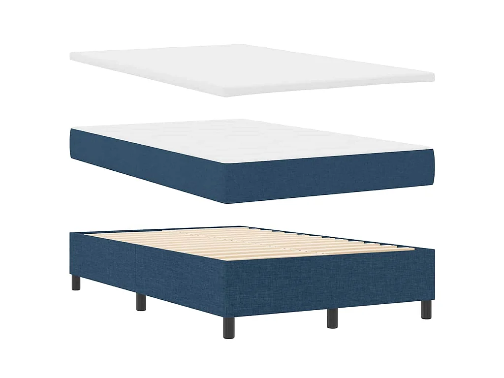 Letto a molle con testiera Blu 120 x 190 cm Tessuto