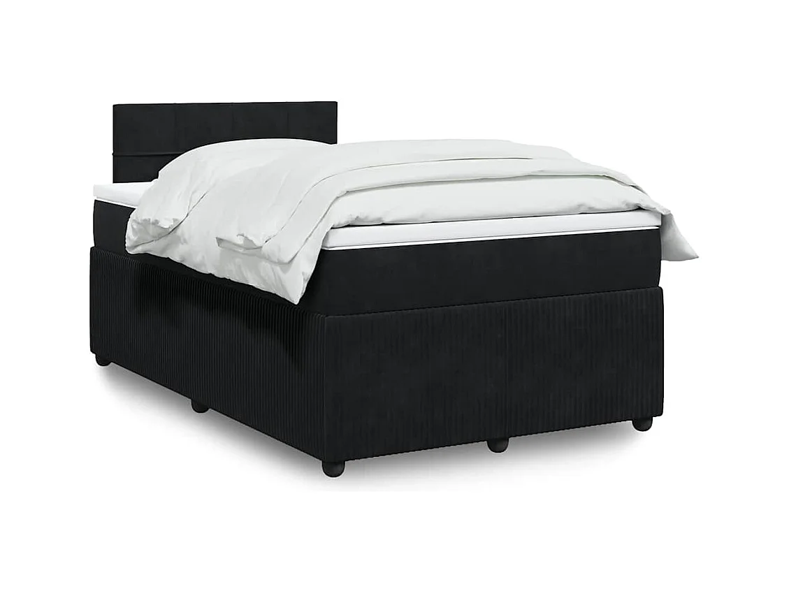 Cama box spring con colchón terciopelo negro 120x190 cm