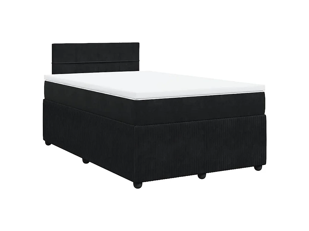 Cama box spring con colchón terciopelo negro 120x190 cm