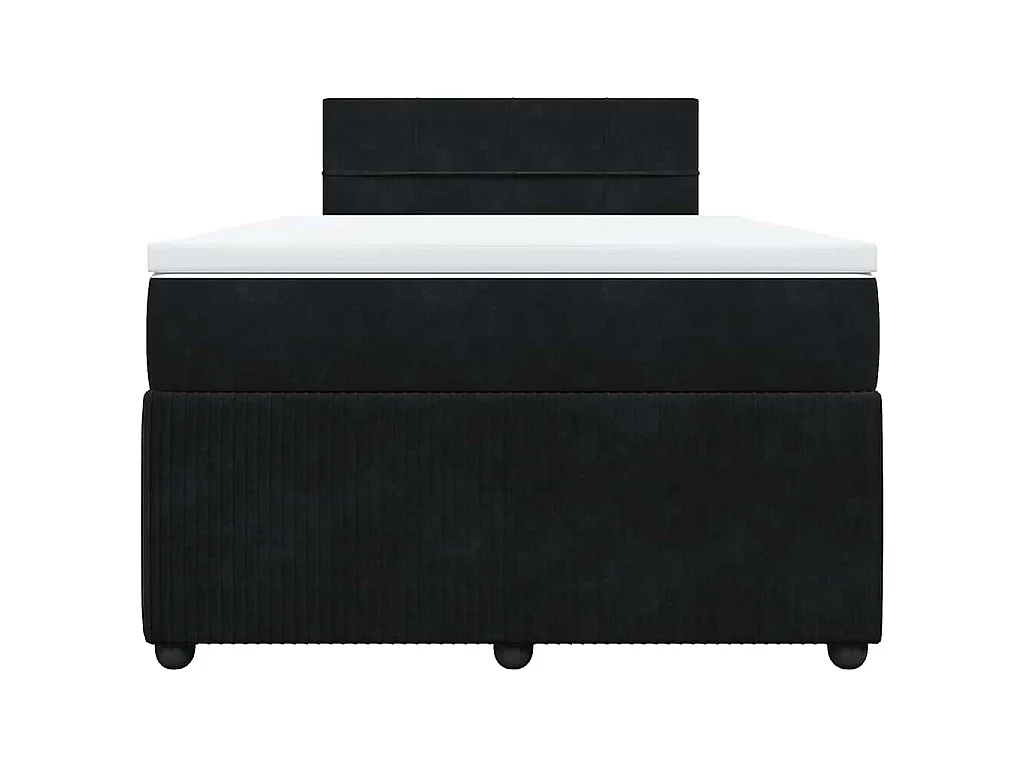 Cama box spring con colchón terciopelo negro 120x190 cm