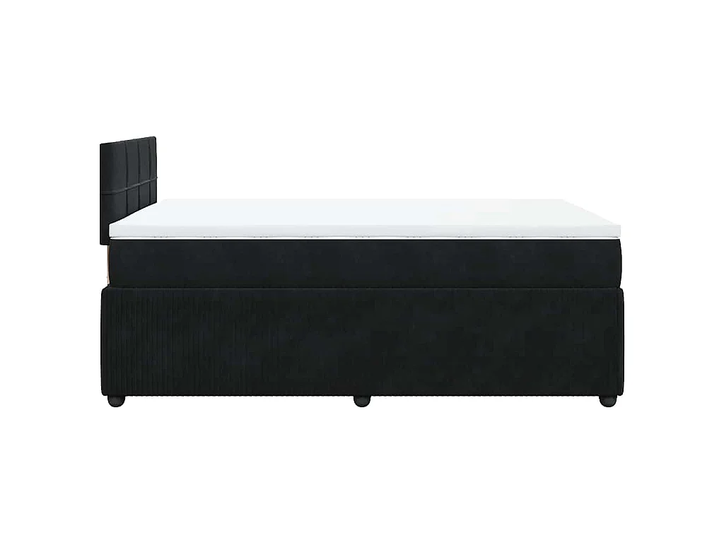 Cama box spring con colchón terciopelo negro 120x190 cm
