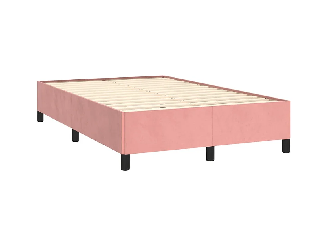 Sommier à lattes de lit et matelas LED rose 120x190 cm velours