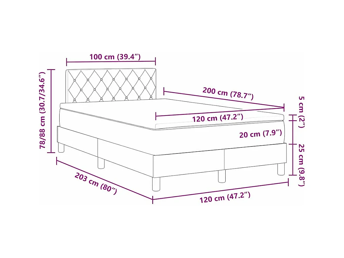 Lit à ressorts avec matelas Vert foncé 120 x 200 cm tissu