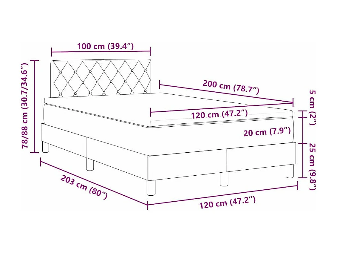 Boxspringbett mit Matratze Dunkelgrün 120 x 200 cm Samt