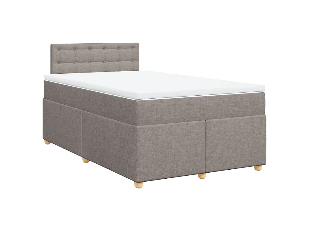 Cama box spring con colchón tela gris taupe 120x200 cm