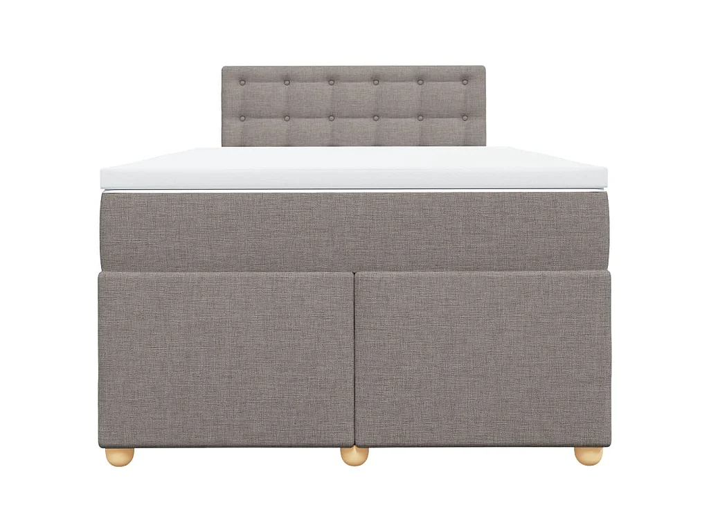 Cama box spring con colchón tela gris taupe 120x200 cm