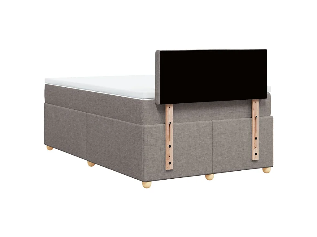 Cama box spring con colchón tela gris taupe 120x200 cm