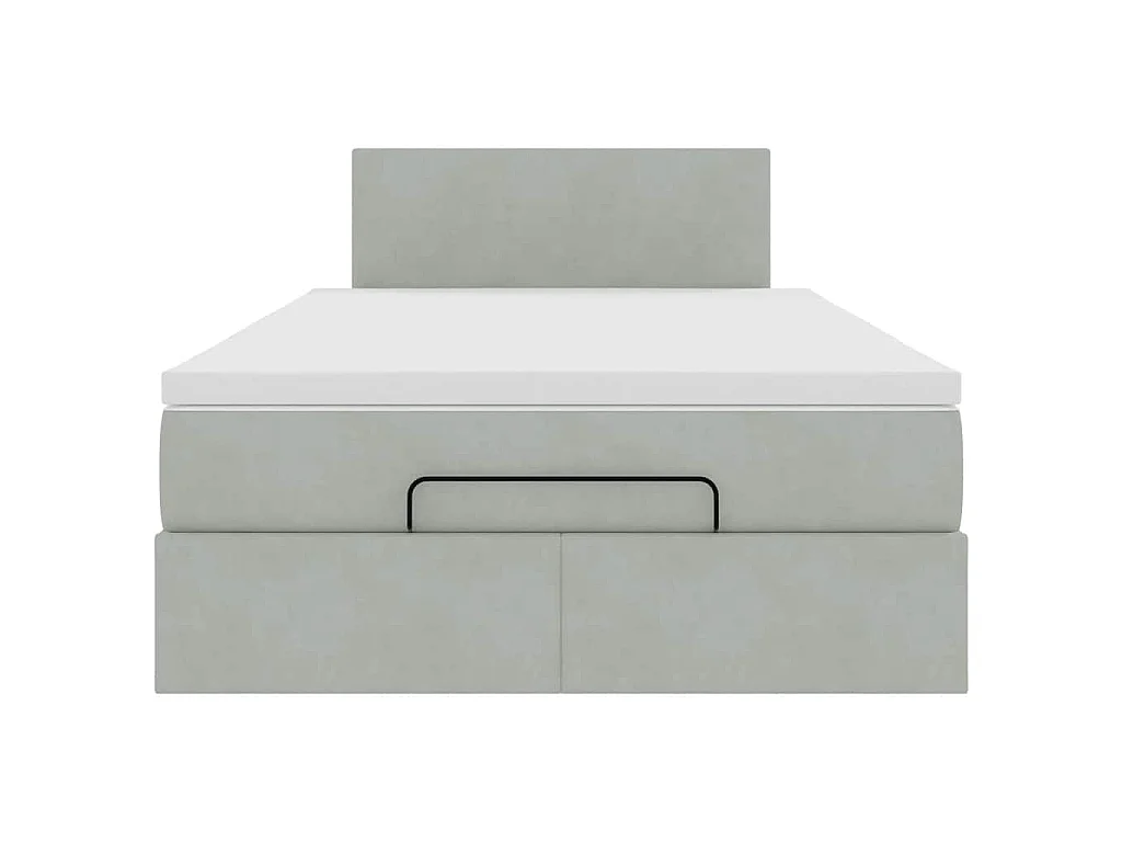 Pouf Letto con Materasso Grigio Chiaro 120x190 cm in Velluto