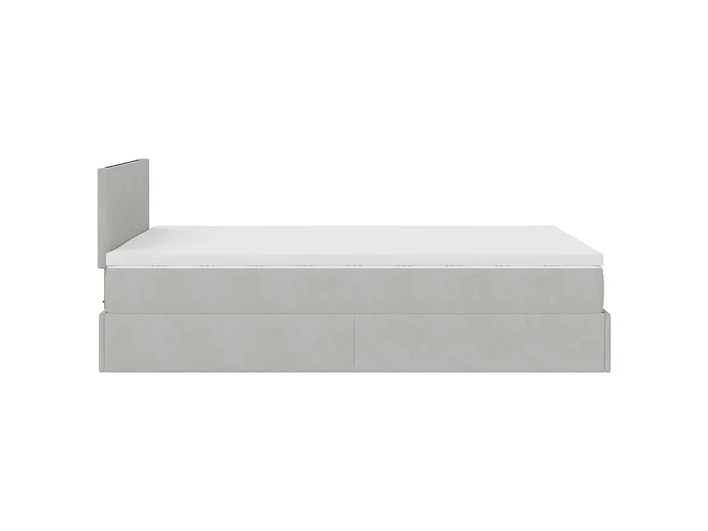 Pouf Letto con Materasso Grigio Chiaro 120x190 cm in Velluto